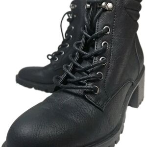 Rue 21 Women Combat Lace-Up Heel Boot 7 |  Zip Street Grunge Y2K Vibe Chunky[5B